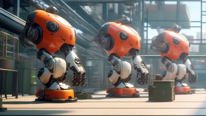 Fototapeta premium ai robot factory cinematic wallpaper