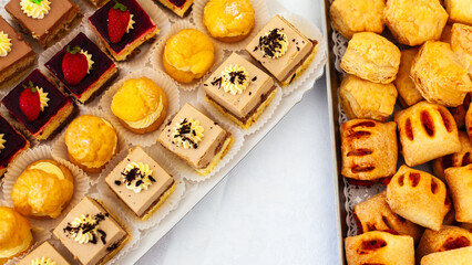 Delicious Handmade Sweets on a Plate Flat Lay from Above Background Image