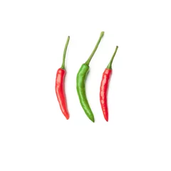 Fotobehang Collection of red chilli peppers isolated on white background © Iurii