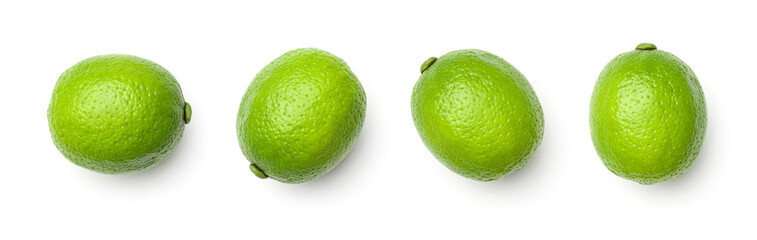 Collection of limes isolated on white background