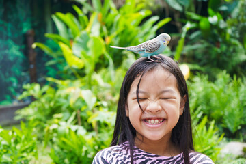Parrot on head girl