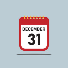 31th day of the month icon. Event schedule date. Meeting appointment time. Agenda plan, December month schedule 3d calendar and Time planner. 31th day reminder.