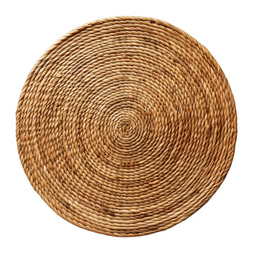 Round braided natural placemat isolated background