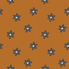 Seamless floral pattern for textiles, wrapping paper, wallpaper. The spring and summer pattern. Blue daisies on a sepia background