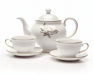 Porcelain Tea Set Isolated	