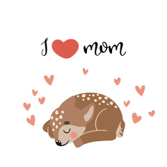 Vector illustration with cute little deer. Suitable for printing on paper, fabric, scrapbooking.