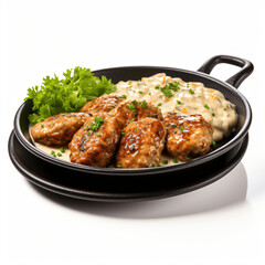 Fototapeta premium Danish Frikadeller with Gravy Isolated 