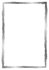 Silver rectangular frame isolated on white. Old worn frame . Vector frame for text, photo, certificate, picture, diploma. Gold, metal, luxury	