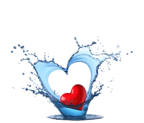 heart in water on transparent background
