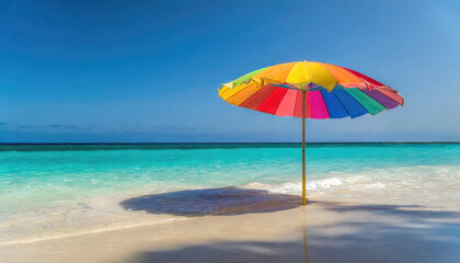Colorful Beach Umbrella on Pristine Tropical Shore