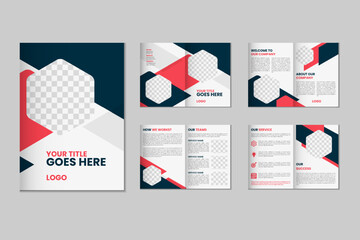 8 page a4 size brochure template design, corporate business flyer brochure, modern bi fold magazine brochure, annual report template design
