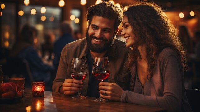 Middle eastern couple on valentine date in bar background image