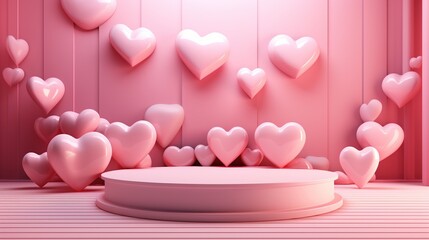 Sentimental pink hearts pedestal podium mockup