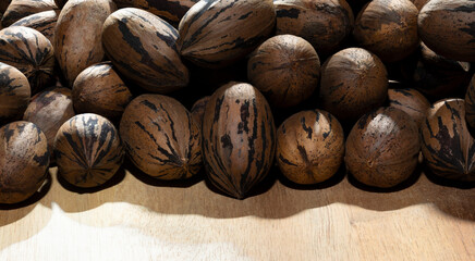 Bunch of pecans ready to be shelled