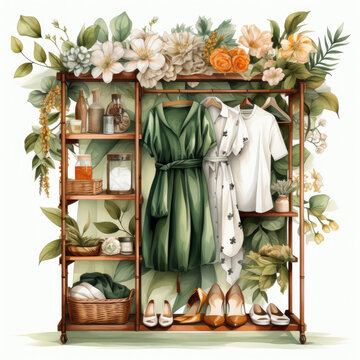green dress wardrobe floral arrangement clip art preview