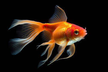 Goldfish in aquarium isolated on white background