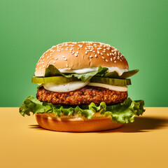 Savoring Green Goodness: Vegan Burger Delight with Fresh Ingredients