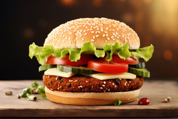 Savoring Green Goodness: Vegan Burger Delight with Fresh Ingredients