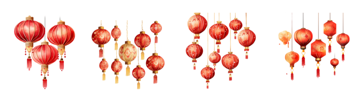 Chinese New Year watercolor on white background