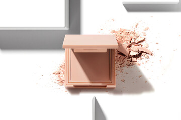 powder compact of beauty makeup cosmetic primer foundation isolated product packaging