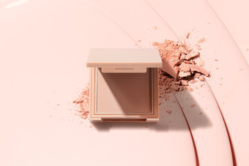 powder compact of beauty makeup cosmetic primer foundation isolated product packaging