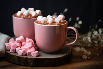 Obraz na płótnie Canvas A Mug Overflowing with Rich Hot Chocolate and Fluffy Marshmallows
