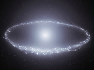 Elliptical galaxy with a ring of stars and a bright centre. Astronomical observation of the...
