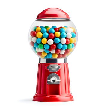 An old fashioned gumball machine isolated on a white background