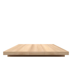 Raised light wood product placement platform or podium isolated background