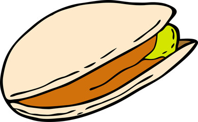 Pistachio doodle sketch hand drawn PNG.