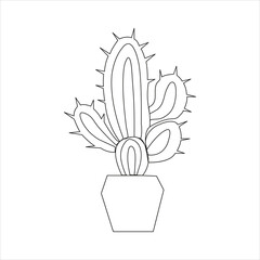 Continuous one line cactus drawing art design