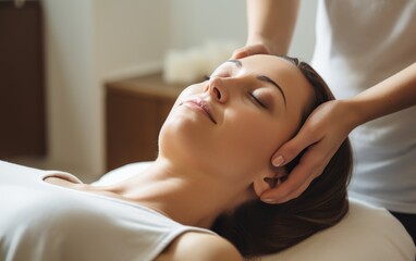 Craniosacral therapy for woman in a physiotherapy salon