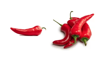 Fotobehang Red hot chili pepper isolated on a white background. © Nikolay