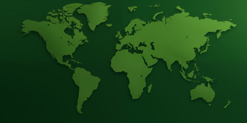 Simplistic Green World Map -  Cartography Illustration, Environmental Focus, Educational Map, Green Planet Concept