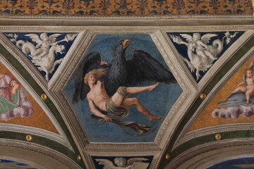 Villa Farnesina Fresco Detail Depicting the Abduction of Ganymede in Rome, Italy