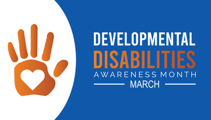 Developmental Disabilities awareness month is observed every year in March, Holiday, poster, card and background vector illustration design.
