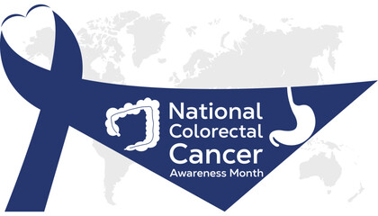 national colorectal cancer awareness month is observed every year in March, Holiday, poster, card and background vector illustration design, Abastract Ribbon design. - obrazy, fototapety, plakaty