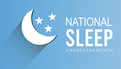 National Sleep awareness month  is observed every year in March, Holiday, poster, card and background vector illustration sleping shape design.