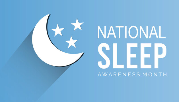 National Sleep awareness month  is observed every year in March, Holiday, poster, card and background vector illustration sleping shape design.