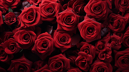 Natural red roses background, flowers wall. Romantic Floral Wallpaper, Valentines concept