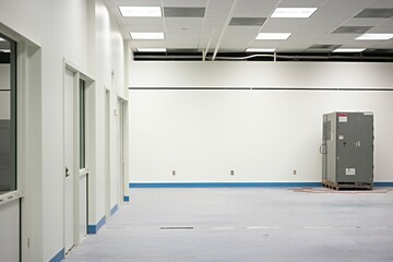 Abstract empty open space office. Modern loft style open space office. empty loft room