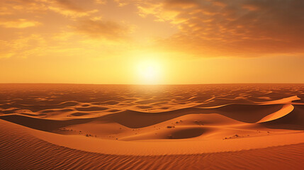 Fototapeta na wymiar Desert sunset. Beautiful sand dunes in the Sahara desert. Generative AI