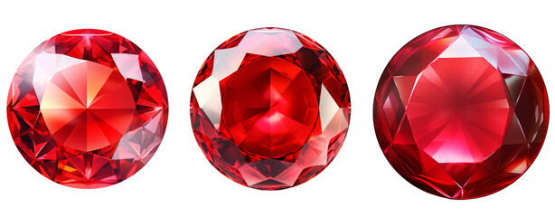 Red ruby crystal shiny gem gemstone isolated white background - obrazy, fototapety, plakaty