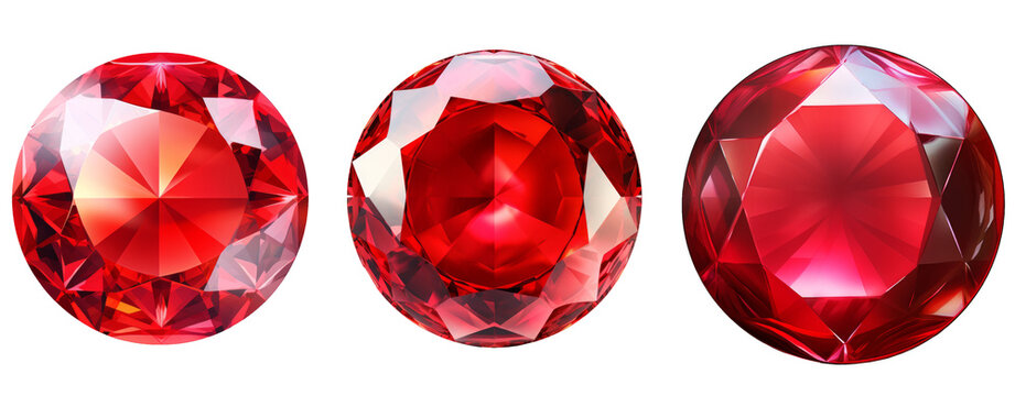 Red ruby crystal shiny gem gemstone isolated white background