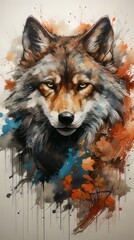 whiteboard art of wolf 