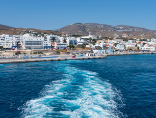 Panoramic view of the capital of the island of Tinos, the Church of the Annunciation and the trail...