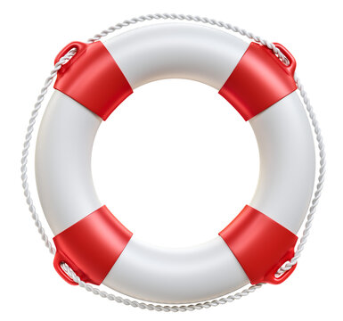 Beach buoys save lives red and white 3d render illustration
