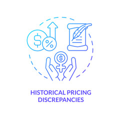 2D gradient historical pricing discrepancies icon, isolated creative vector, thin line illustration representing pink tax.