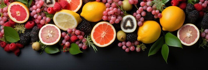 Tropical Floral Exotic Fruit Frame Web , Banner Image For Website, Background, Desktop Wallpaper