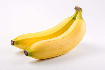 Two ripe banana fruits on white background